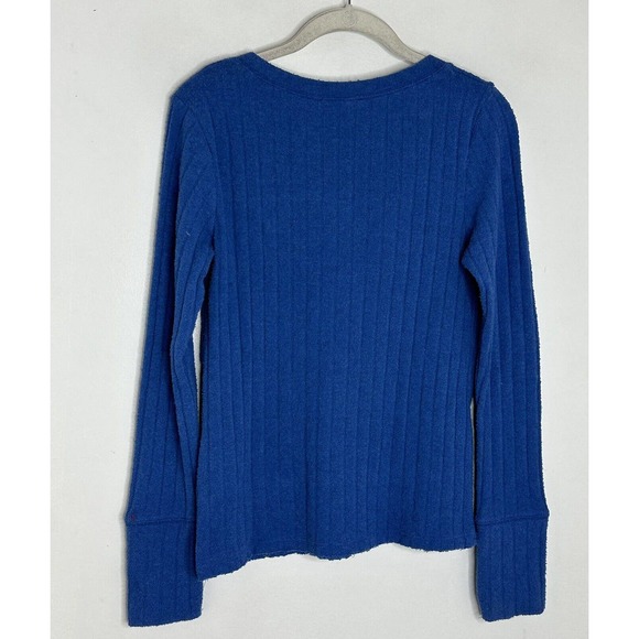 WE THE FREE Women's Long Sleeve Blue Henley Button Sweater Top Sz M - Picture 6 of 6